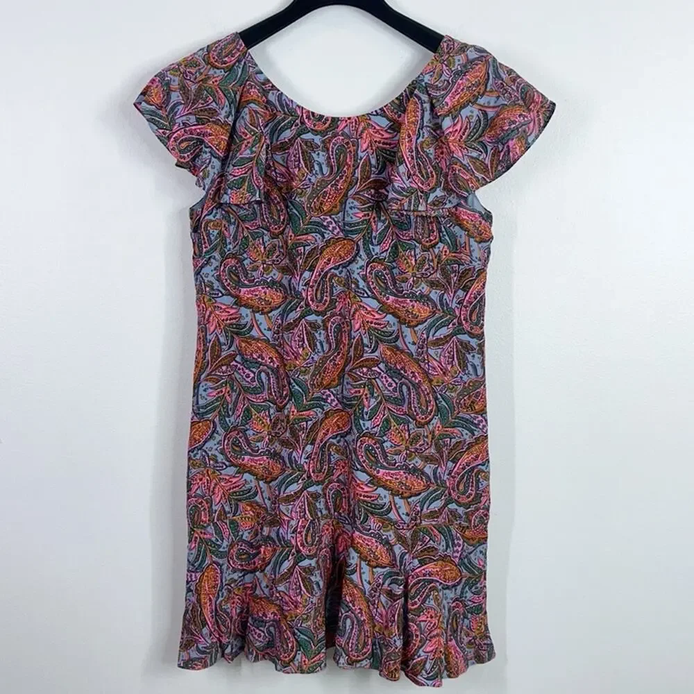 J. Crew paisley print silk shift dress size 6